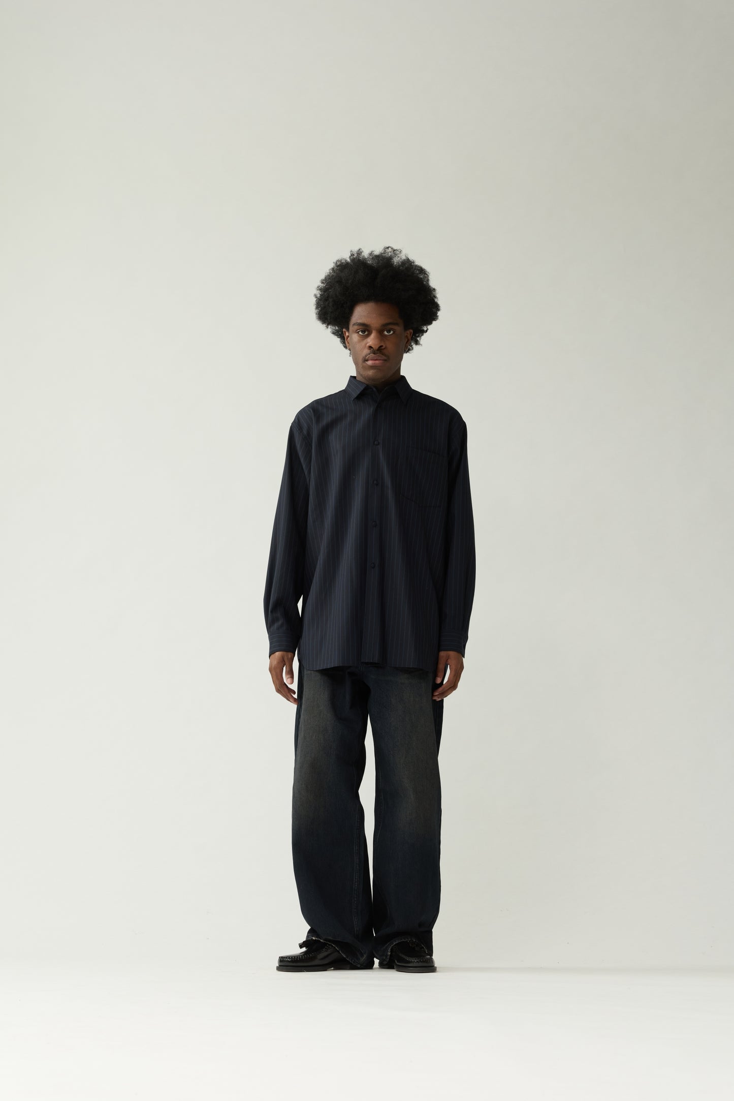 WOOL OVERSIZED BUTTON-UP | Navy