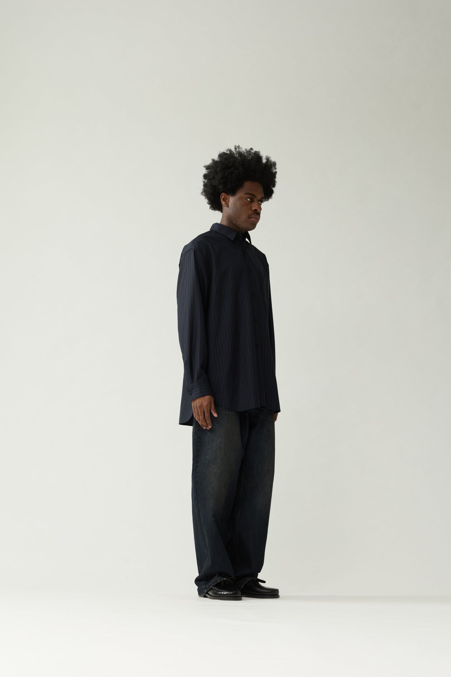 WOOL OVERSIZED BUTTON-UP | Navy