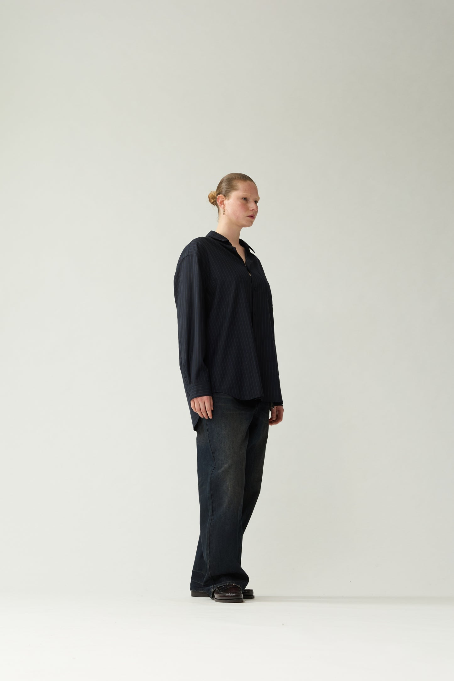 WOOL OVERSIZED BUTTON-UP | Navy
