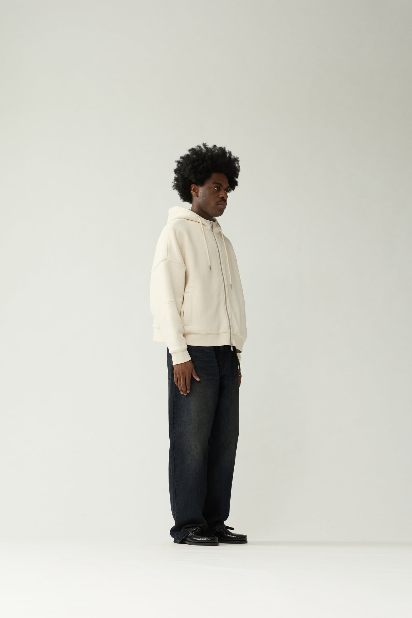 DOUBLE LAYERED HOODIE | Bone