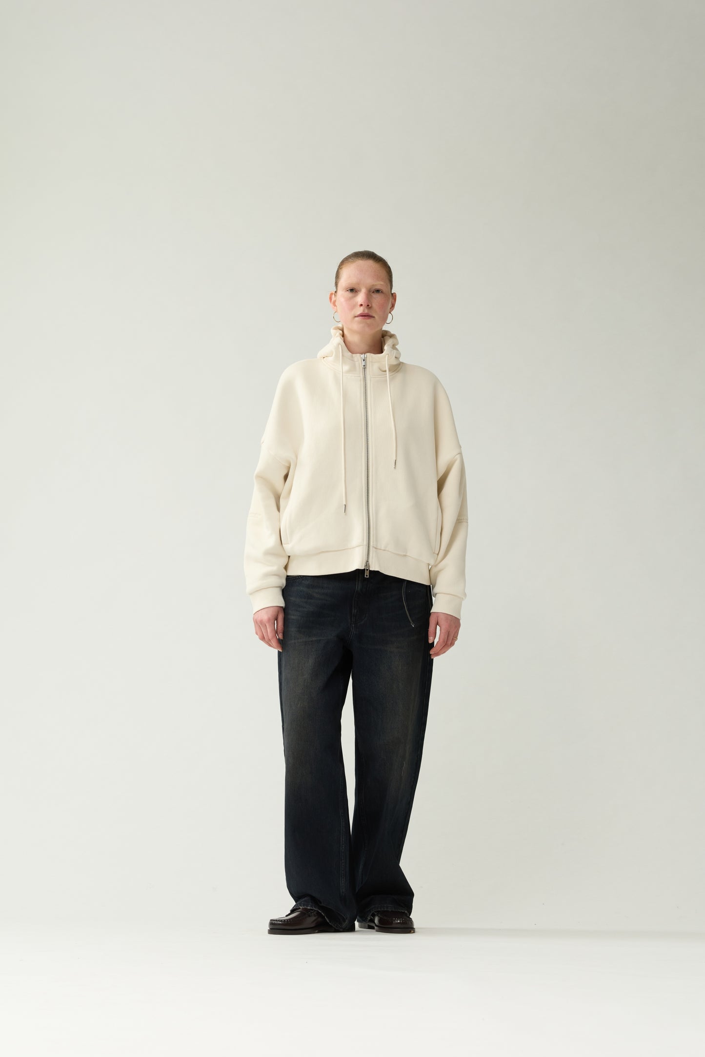 DOUBLE LAYERED HOODIE | Bone
