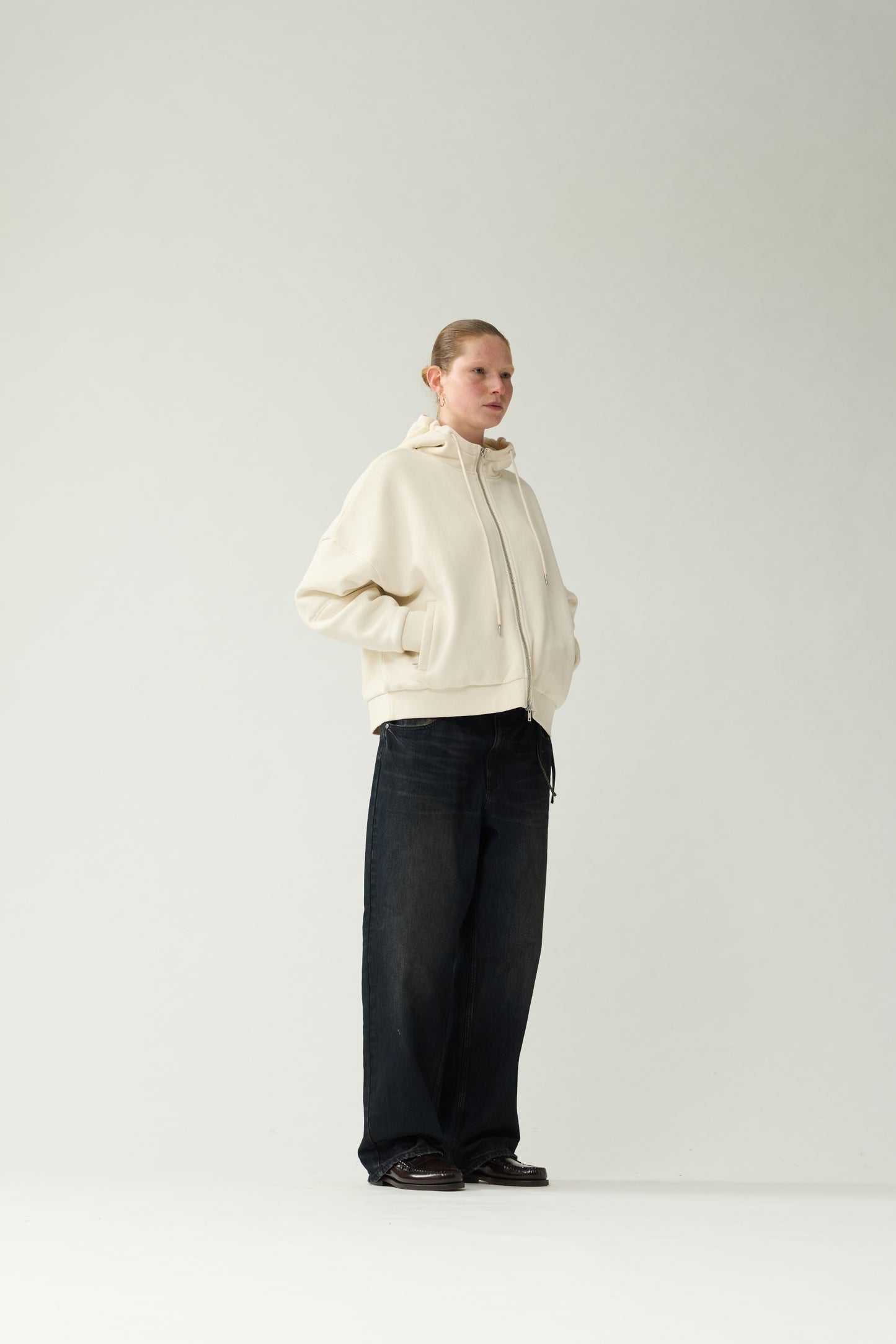 DOUBLE LAYERED HOODIE | Bone