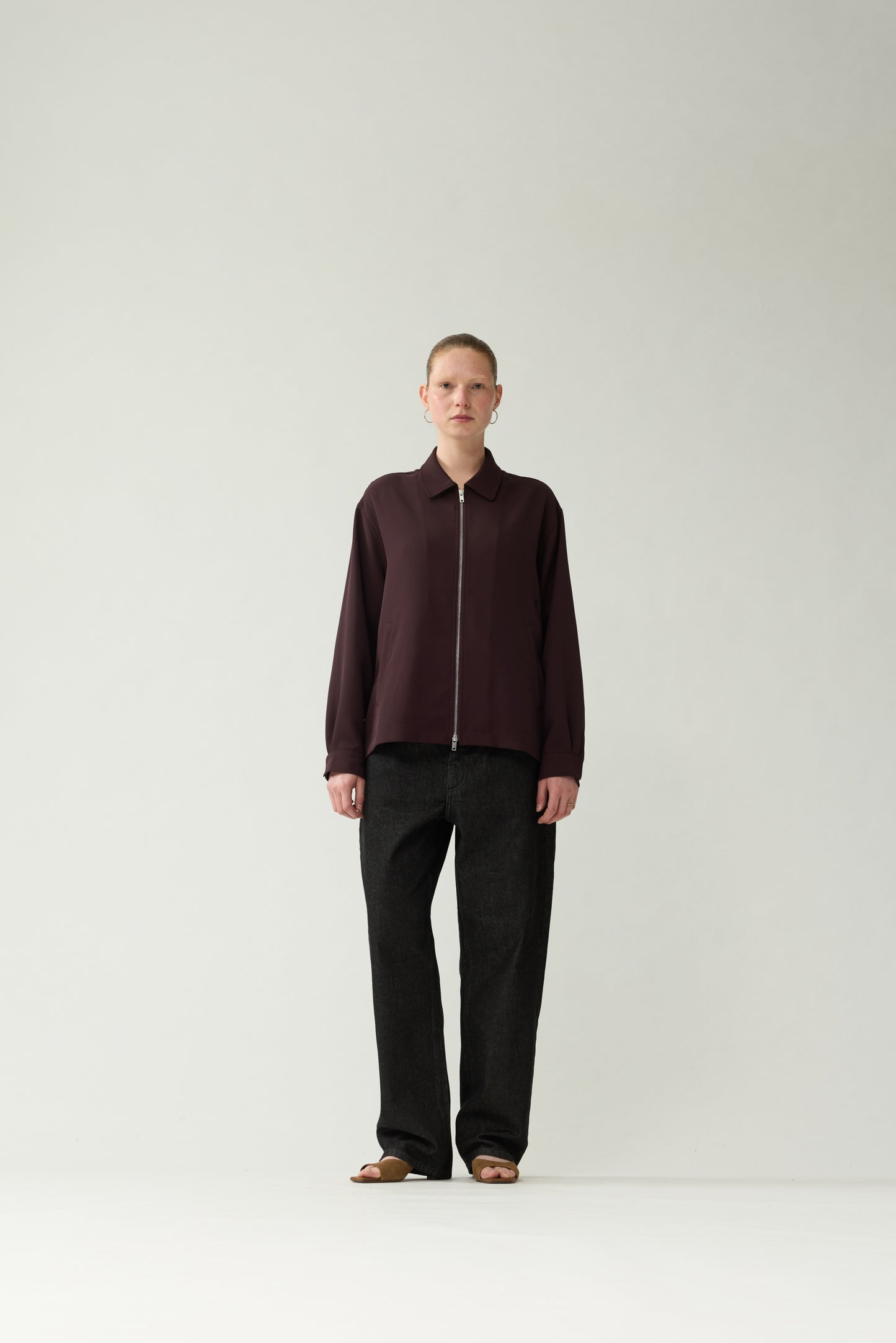 ZIP UP SHIRT | Burgundy