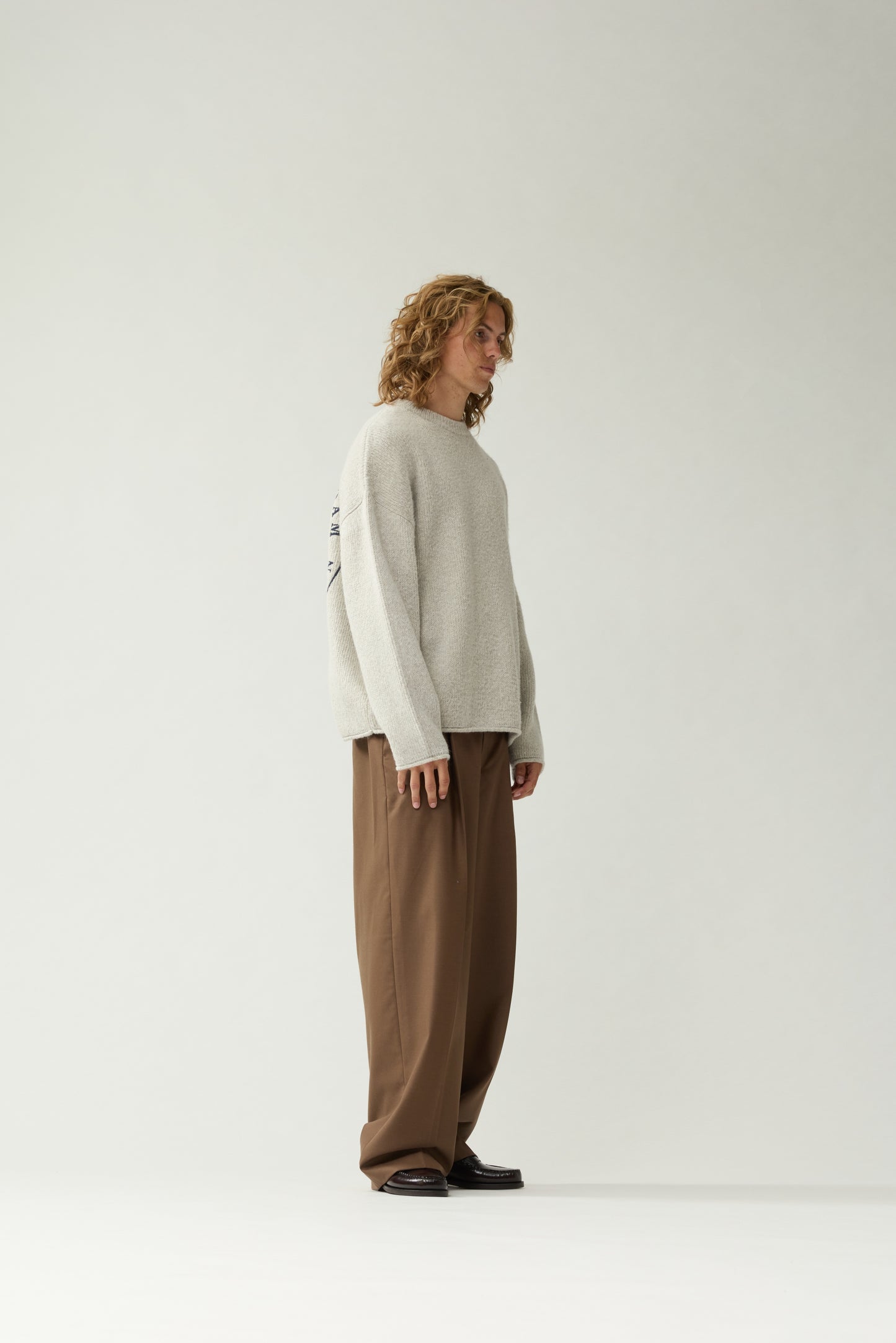 KNITTED STAMP CREWNECK | Grey Melange
