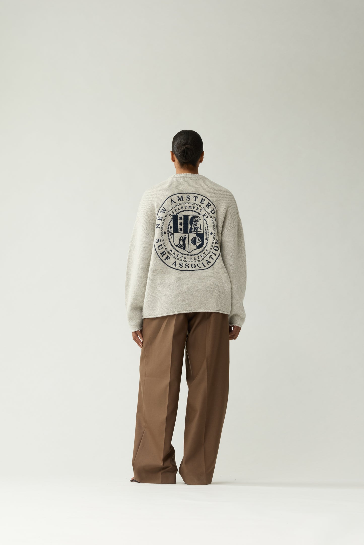 KNITTED STAMP CREWNECK | Grey Melange