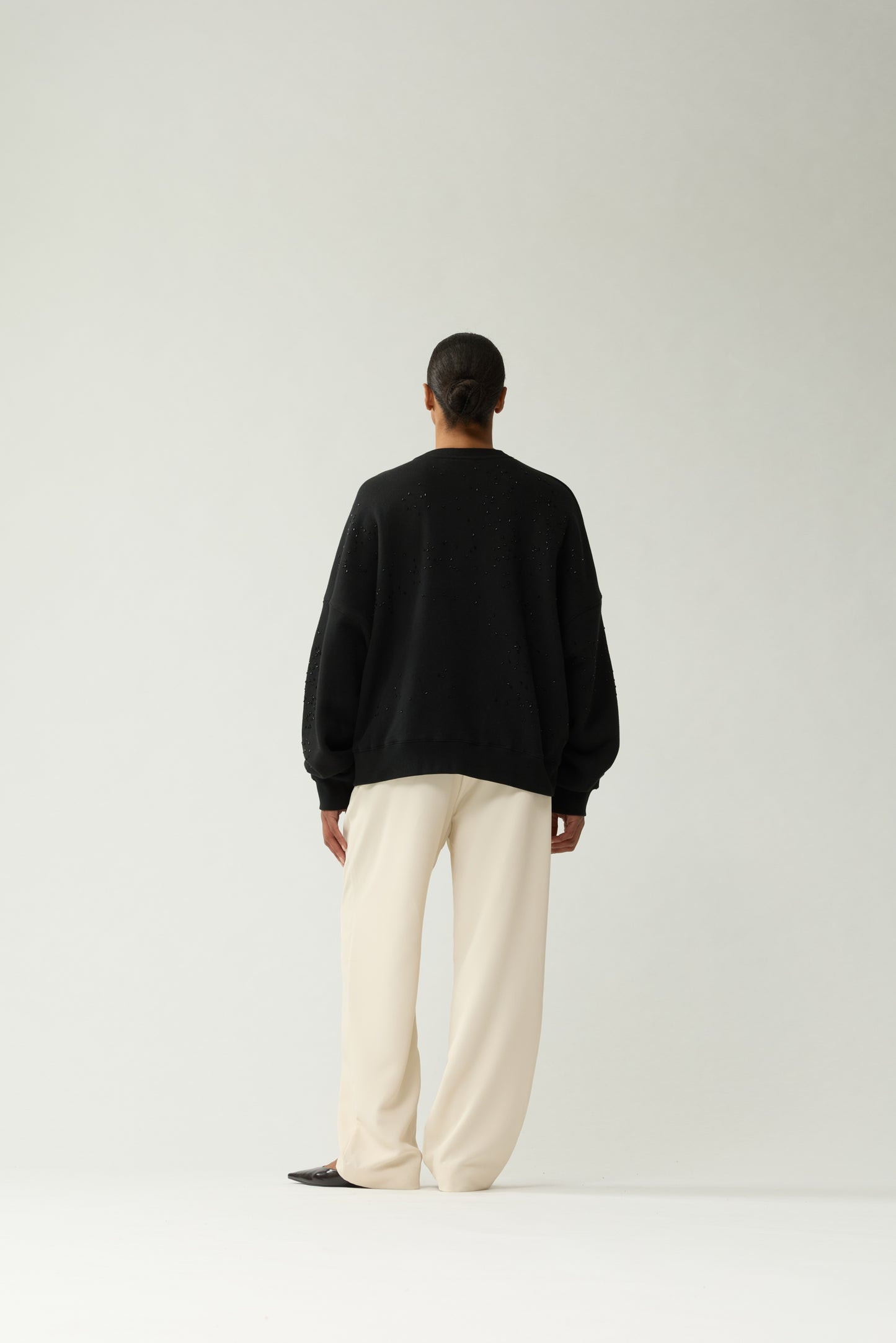WORKED LOGO CREWNECK STRASS | Black
