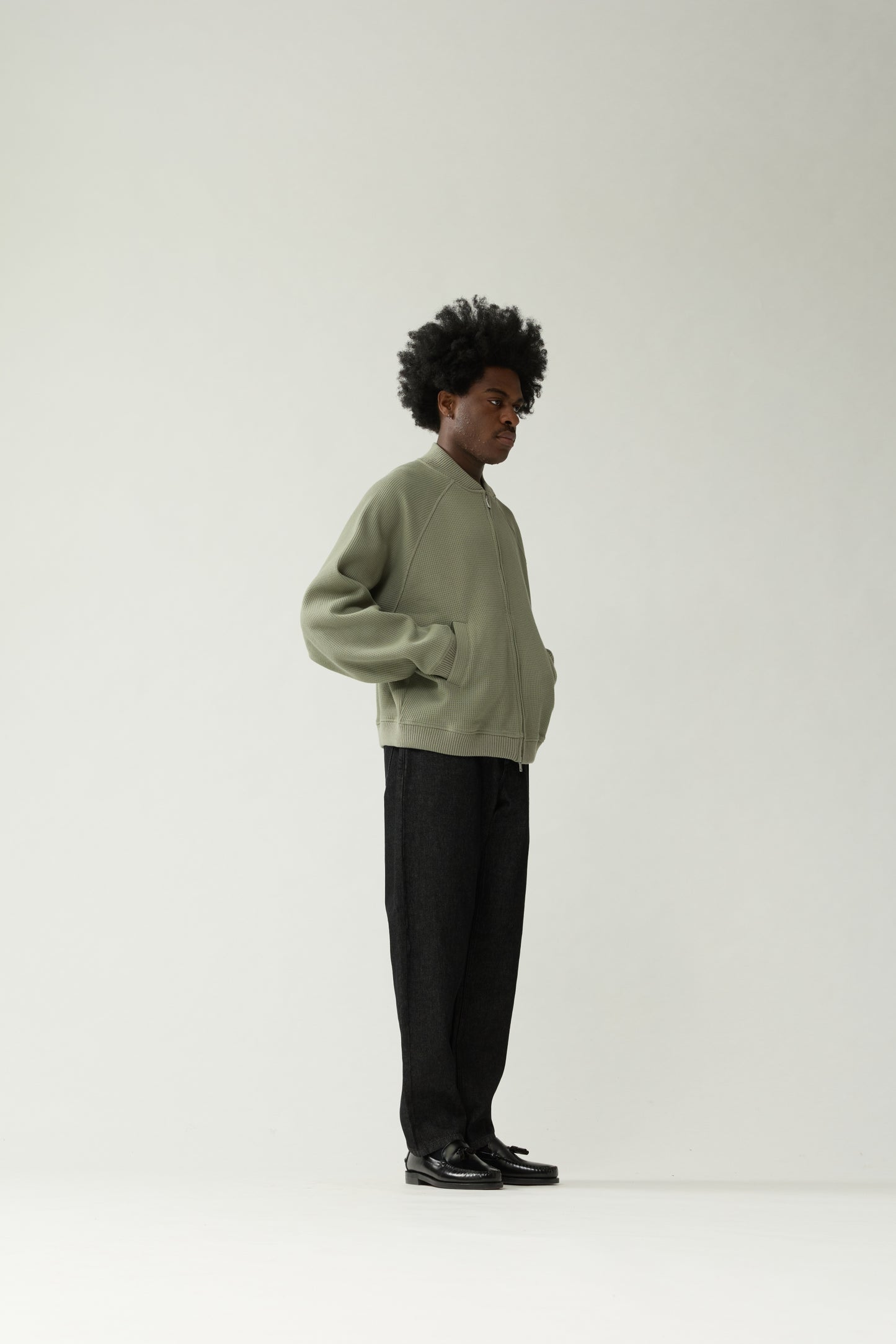 WAFFLE ZIP UP | Sea Grass