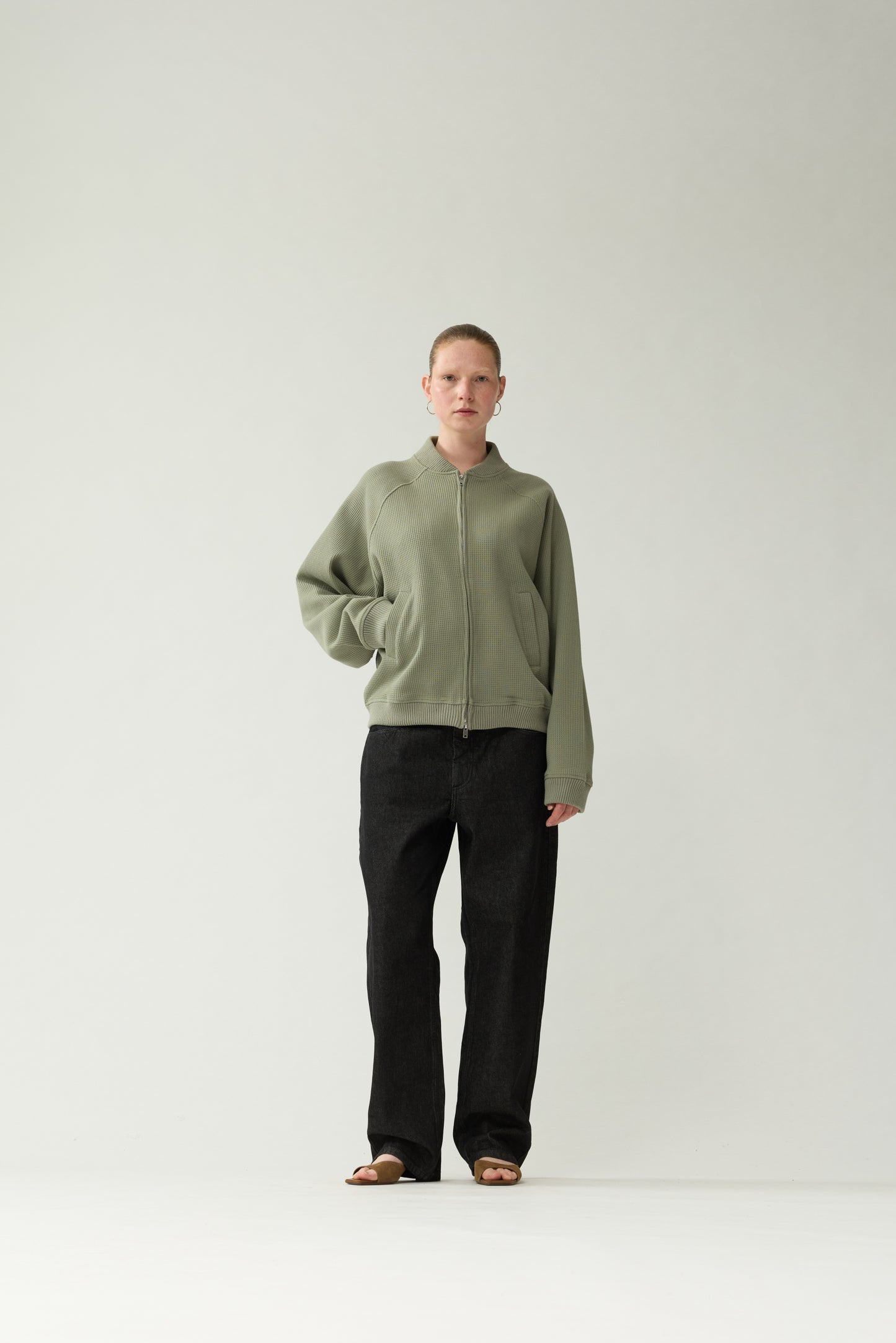 WAFFLE ZIP UP | Sea Grass