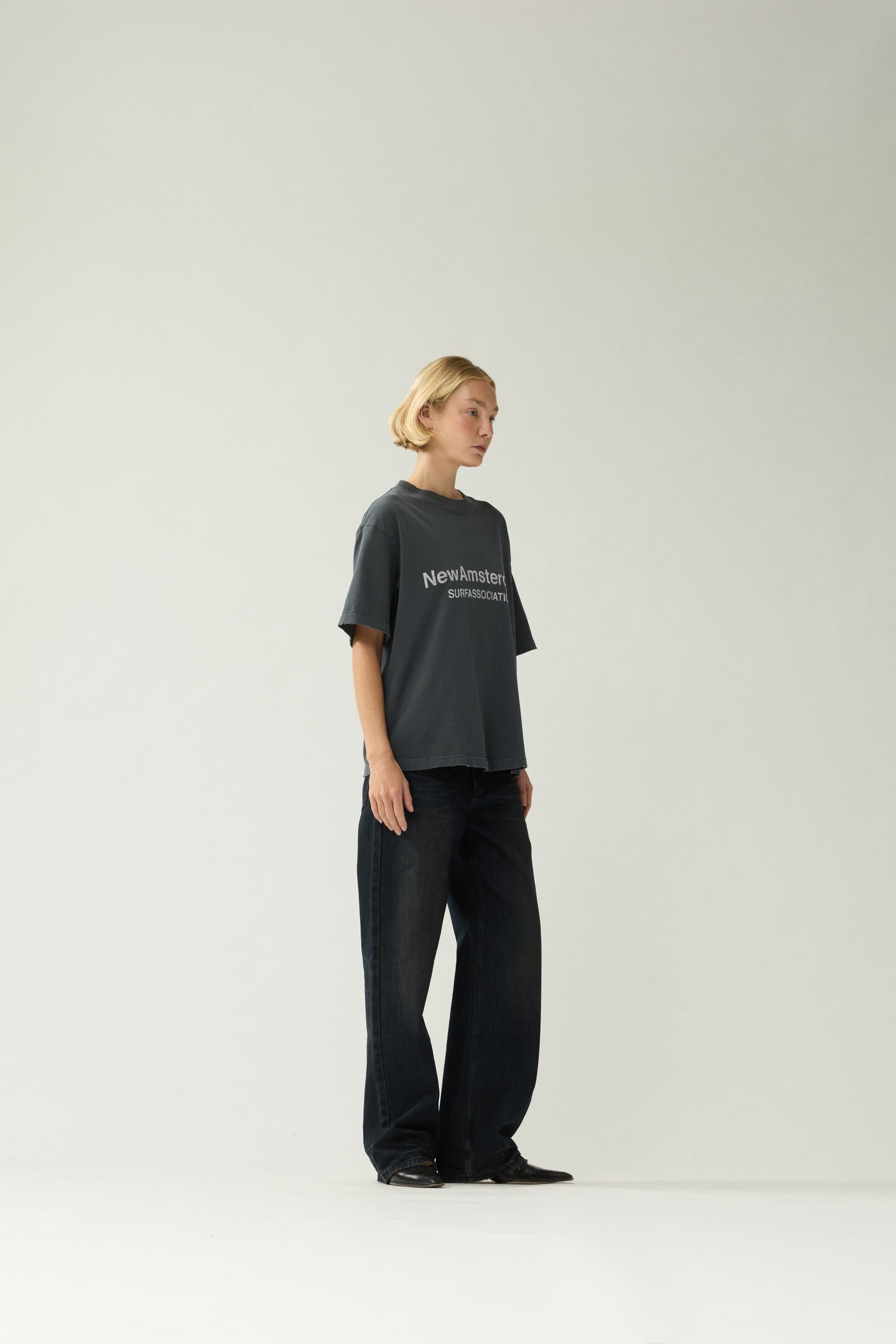WORKED LOGO TEE | Washed grey