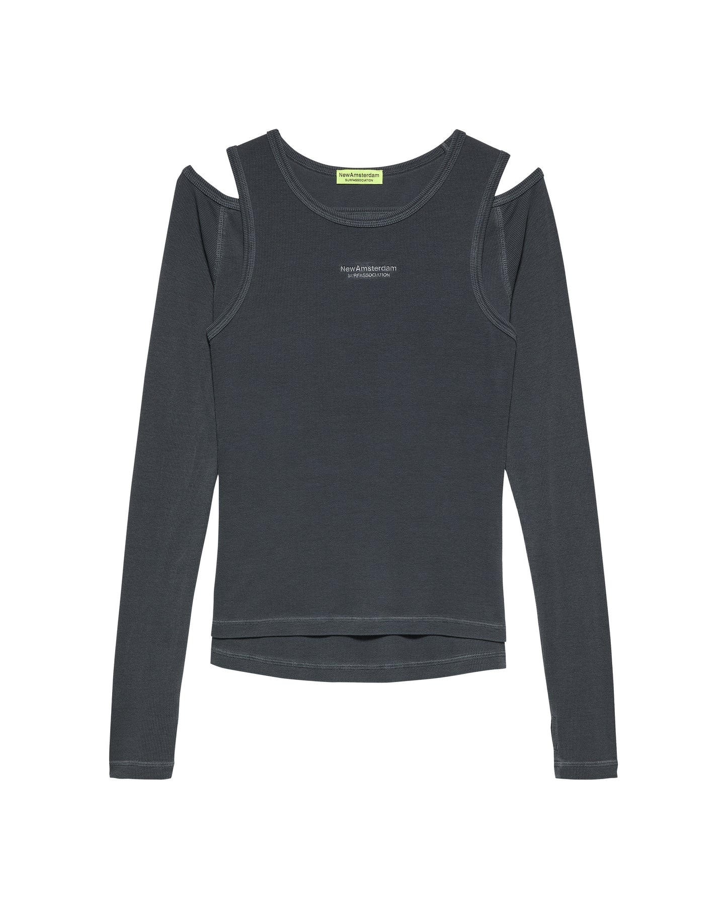 RIB LONGSLEEVES OFF SHOULDER | Washed grey